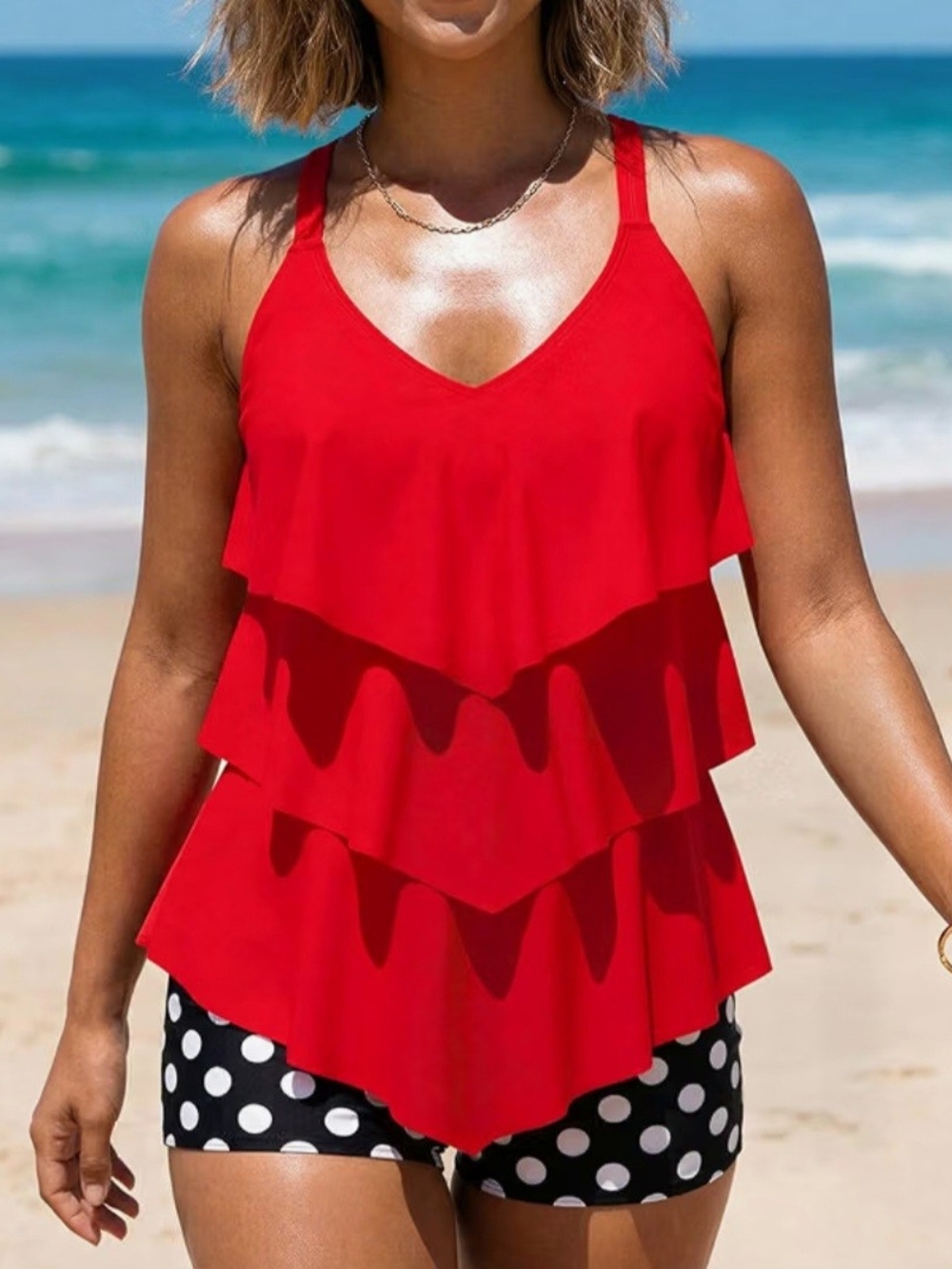 Modlily Layered Ruffle Two Piece Tankini Swimsuit #1442 NWOT